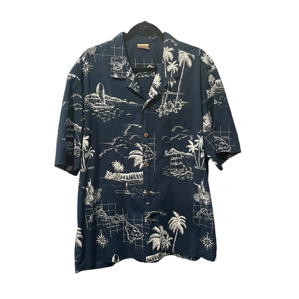 Royal Creations Hawaiian Island Print SS Button Up Shirt Made in Hawaii 2XL